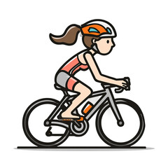 Fototapeta premium simple cartoon of woman enjoying a bike ride 