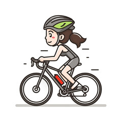 Fototapeta premium woman riding a bicycle outdoors flat cartoon style 