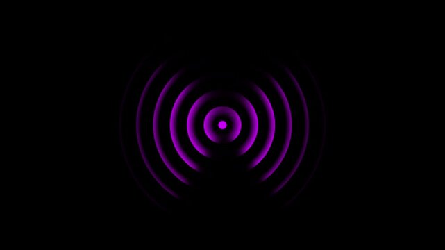 network tower produced radio wave concept on white background. radio waves royal perple color animation. Radio wave signal technology animation.