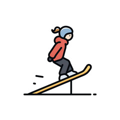 Fototapeta premium flat style illustration of female snowboarder on snowy slope 