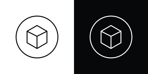 Cube icon. Thin line customizable illustration.