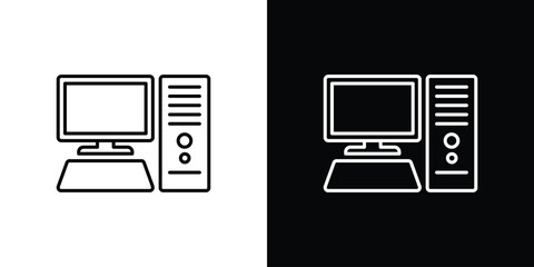 Computer icon. Thin line customizable illustration.