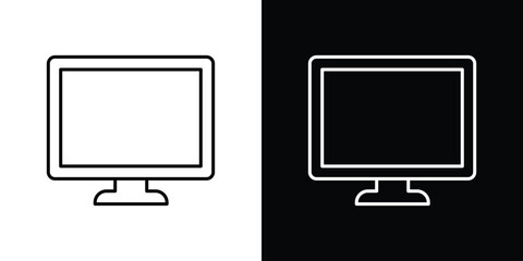 Computer screen icon. Thin line customizable illustration.