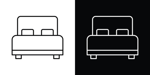 Bed icon. Thin line customizable illustration.