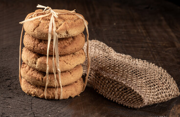 Delicious raisin cookies served on a charming country style table