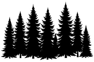 Obraz premium Black Vector Silhouette Of Pine Forest Trees Design Element