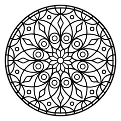 Detailed Round Geometric Mandala Illustration: Black and White Ornament, Isolated on White Background, Artistic, Ornate Pattern                       
