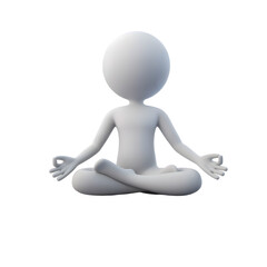 Meditative Serenity A White Figure in Lotus Pose Achieving Mindfulness and Inner Peace Embodied Through Simple Art