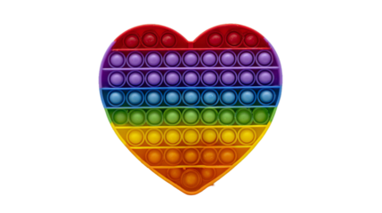 Color pop it anti stress toy for children. rainbow heart shaped isolated on white background . Pop it toy
