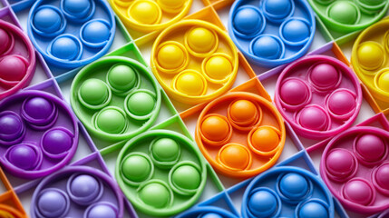 Color pop it anti stress toy for children. rainbow heart shaped isolated on white background . Pop it toy