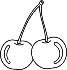 Two Cherries Clipart, Line Art Cherries, Simple Cherry Illustration, Black and White Cherries, Sweet Cherry Drawing