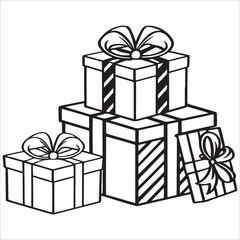 Set of colorful gift boxes with ribbons and bows vector illustration for holiday and birthday celebrations