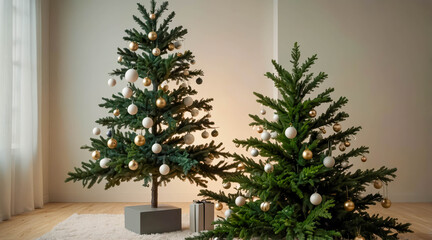 Decorated Christmas Trees in Cozy Room