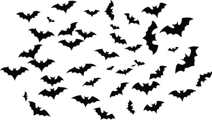 Swarm of Bats Vector Illustration on White Background