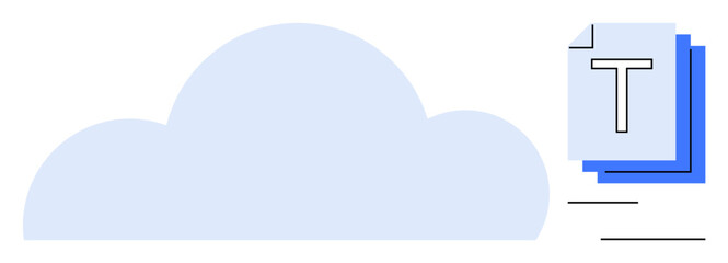 Cloud icon paired with stacked document representations. Ideal for technology, file sharing, storage, data management, cloud computing, collaboration, secure backup, simple landing page