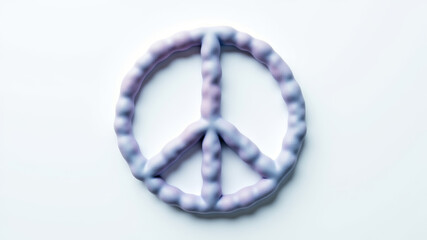 Peace symbol created using purple bacterial colonies in microbiological artwork