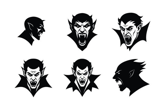 Vampire with Fangs Vector Illustration on White Background