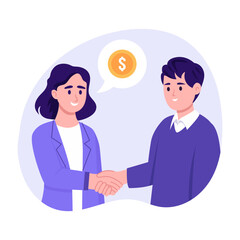 A flat style illustration depicting dealing