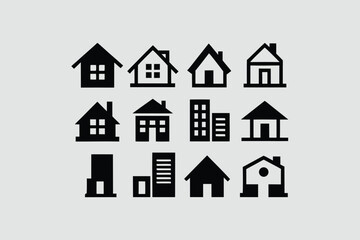 Real estate logo icon set minimalist houses with real state.