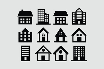 Real estate logo icon set minimalist houses with real state.
