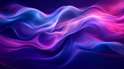 Abstract flowing neon pink, blue, purple waves.