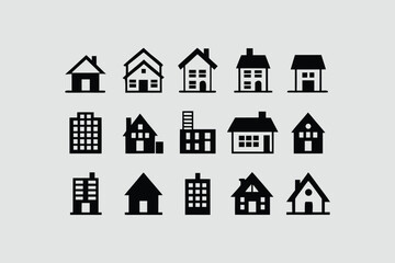 Real estate logo icon set minimalist houses with real state.