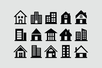 Real estate logo icon set minimalist houses with real state.