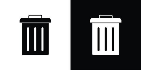 Trash icon flat vectors. set of silhouette vectors