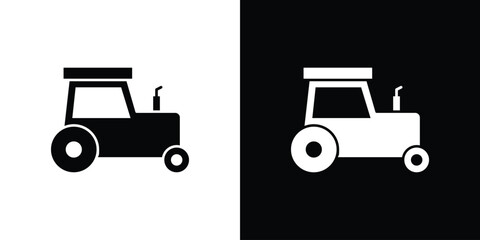Tractor icon flat vectors. set of silhouette vectors