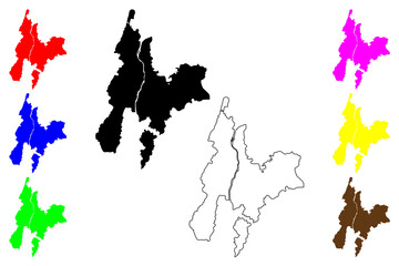 Obraz premium Nagaoka city (Japan, Nihon-koku or Nippon-koku, Chubu region) map vector illustration, scribble sketch Nagaoka-shi map