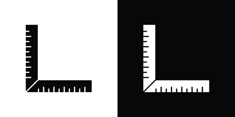 Ruler combined icon flat vectors. set of silhouette vectors