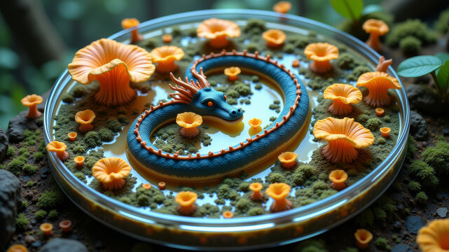 Microbial system of rotating disks and colonies in concentric circular design