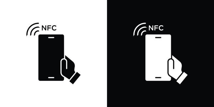NFC communication icon flat vectors. set of silhouette vectors