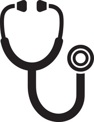 Stethoscope Silhouette Icon &ndash; Bold Medical Symbol with Curved Tube Design for Healthcare Branding and Hospital Signage