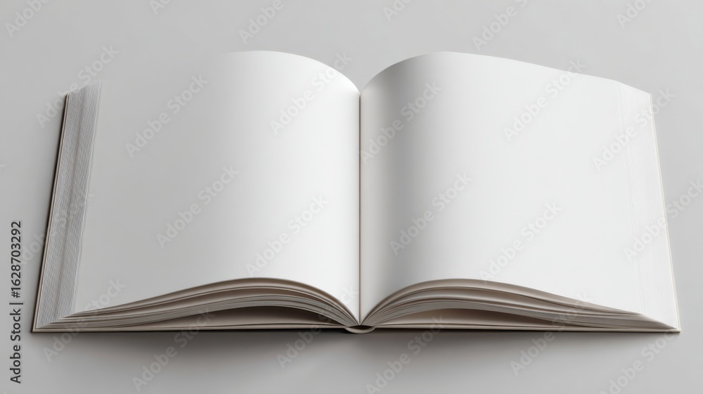 Poster a open book with a blank page on a table