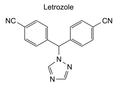 Chemical structure of letrozole, drug substance