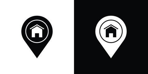 Home location icon flat vectors. set of silhouette vectors