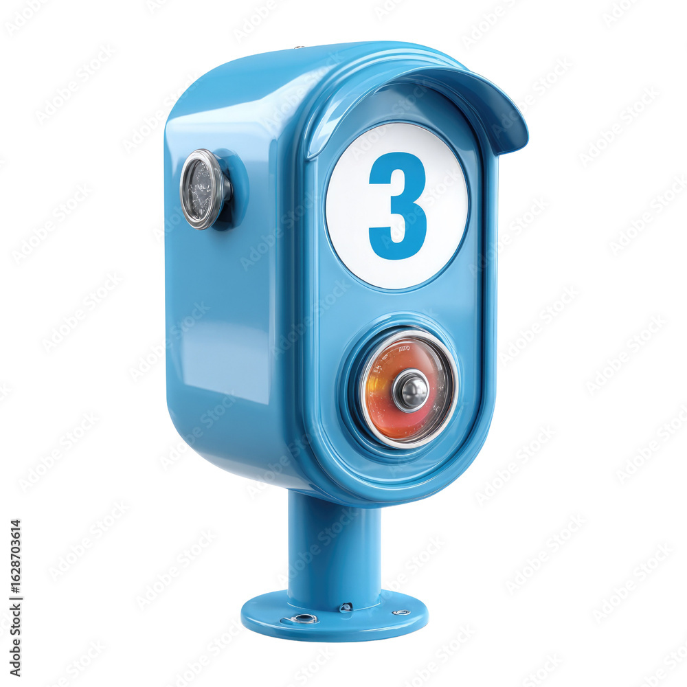 Aufkleber retro-styled blue number three indicator with gauges and a visor. background removed