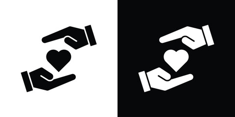 Hand holding heart icon flat vectors. set of silhouette vectors
