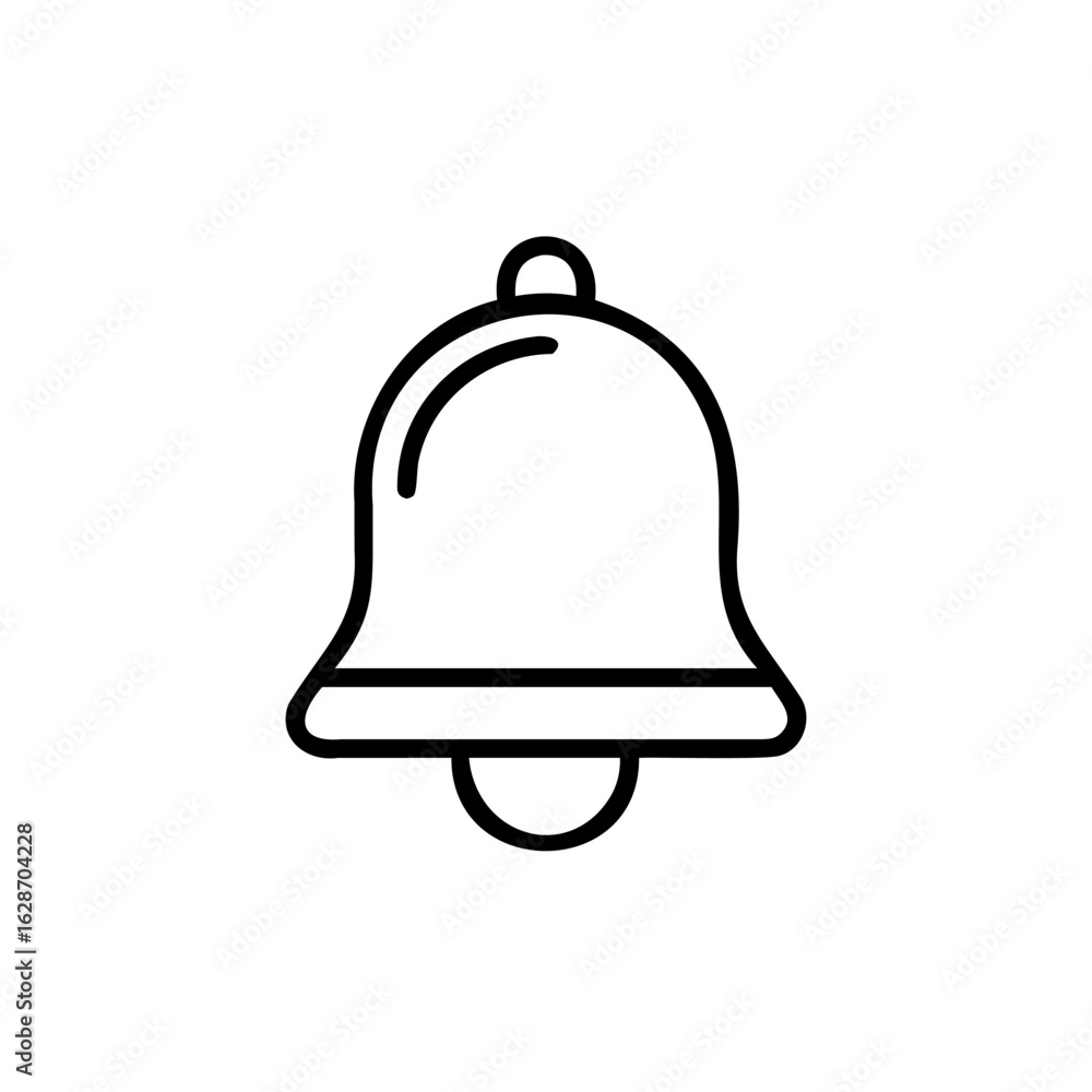 Poster icon of a bell with a handle for notifications and alerts