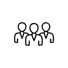 Simple Line Art Icon Representing a Group of Three People Standing Together