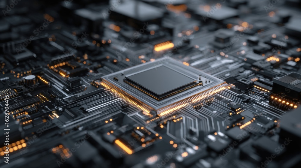 Aufkleber a close up of a computer chip on a circuit board