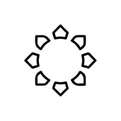 Abstract Geometric Sunburst Emblem Design with Interconnected Petals Creating a Circular Frame
