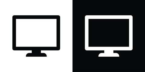 Computer screen icon flat vectors. set of silhouette vectors
