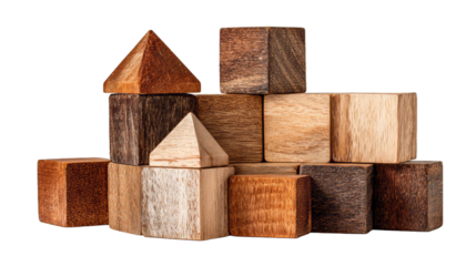 Wooden educational toy for children. Playing with blocks of different shapes, searching for matches. isolated on transparent background