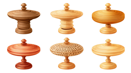  Wooden top toy aka gasing asian traditional toy set illustration vector on white background