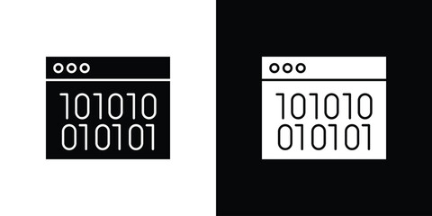 Binary code icon flat vectors. set of silhouette vectors