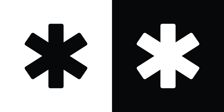 Asterisk icon flat vectors. set of silhouette vectors