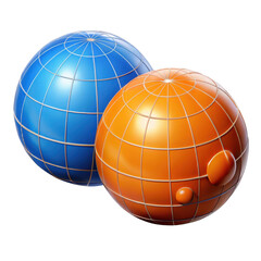Obraz premium Two textured globe spheres isolated on transparent background