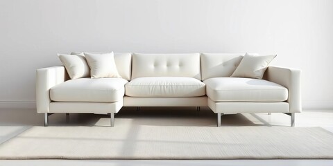 Naklejka premium Sleek silhouette of a three-seater couch with chaise lounge, image, sofa